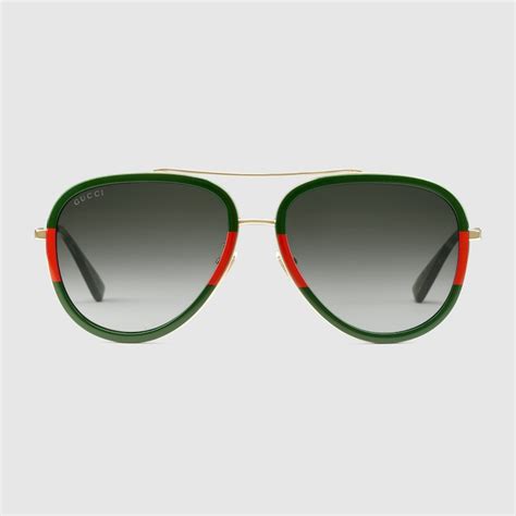 gucci sunglasses black green red|Gucci aviator sunglasses on sale.